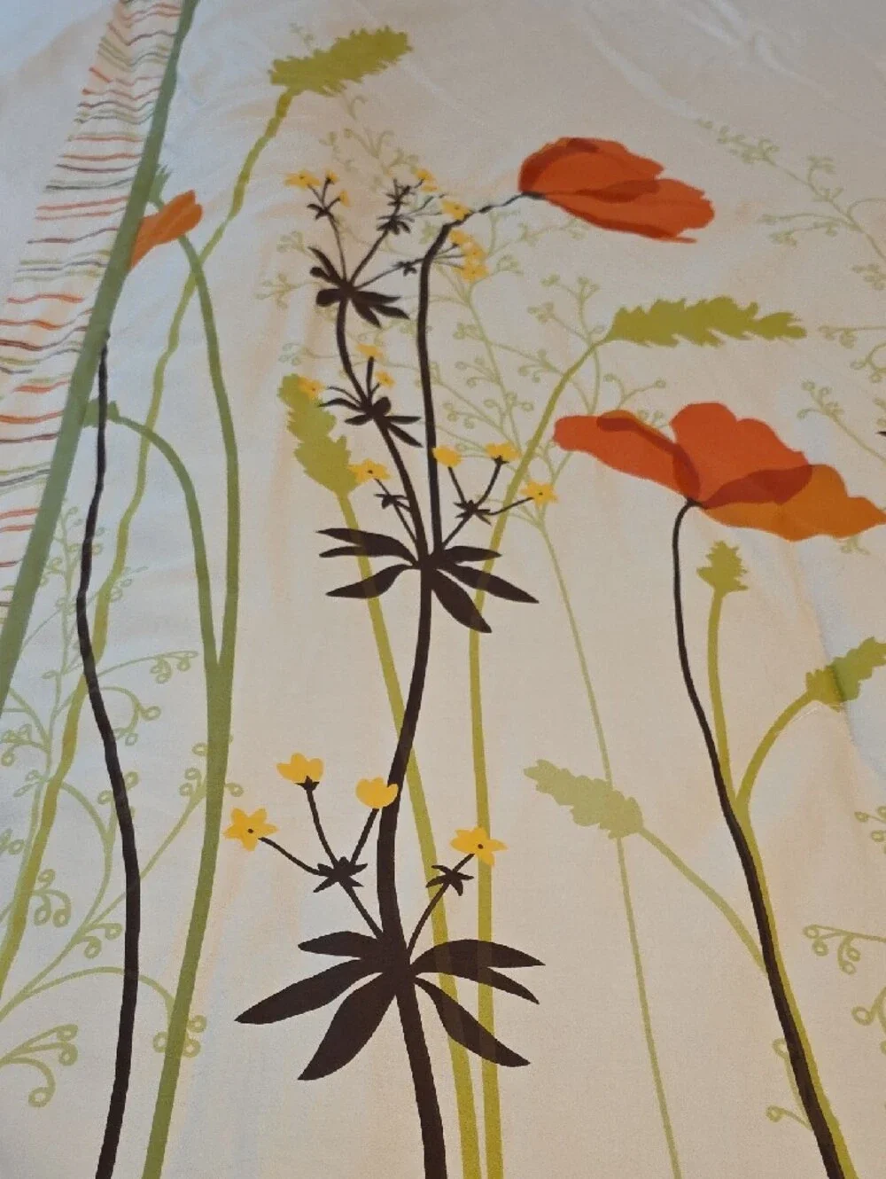 Botanical Modern Botanical Stems Poppy Revisable Stripes Twin Comforter